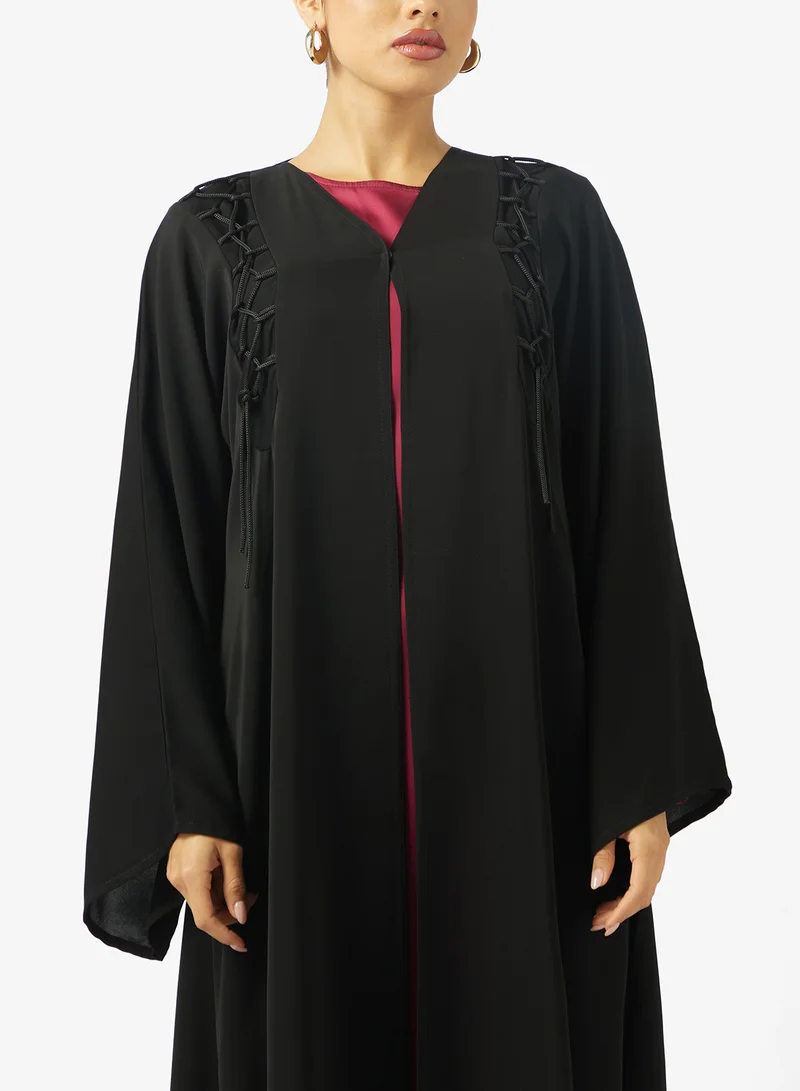 hayas closet  Asymmetric Front Crossover Loops Abaya for Women | Best Price UAE